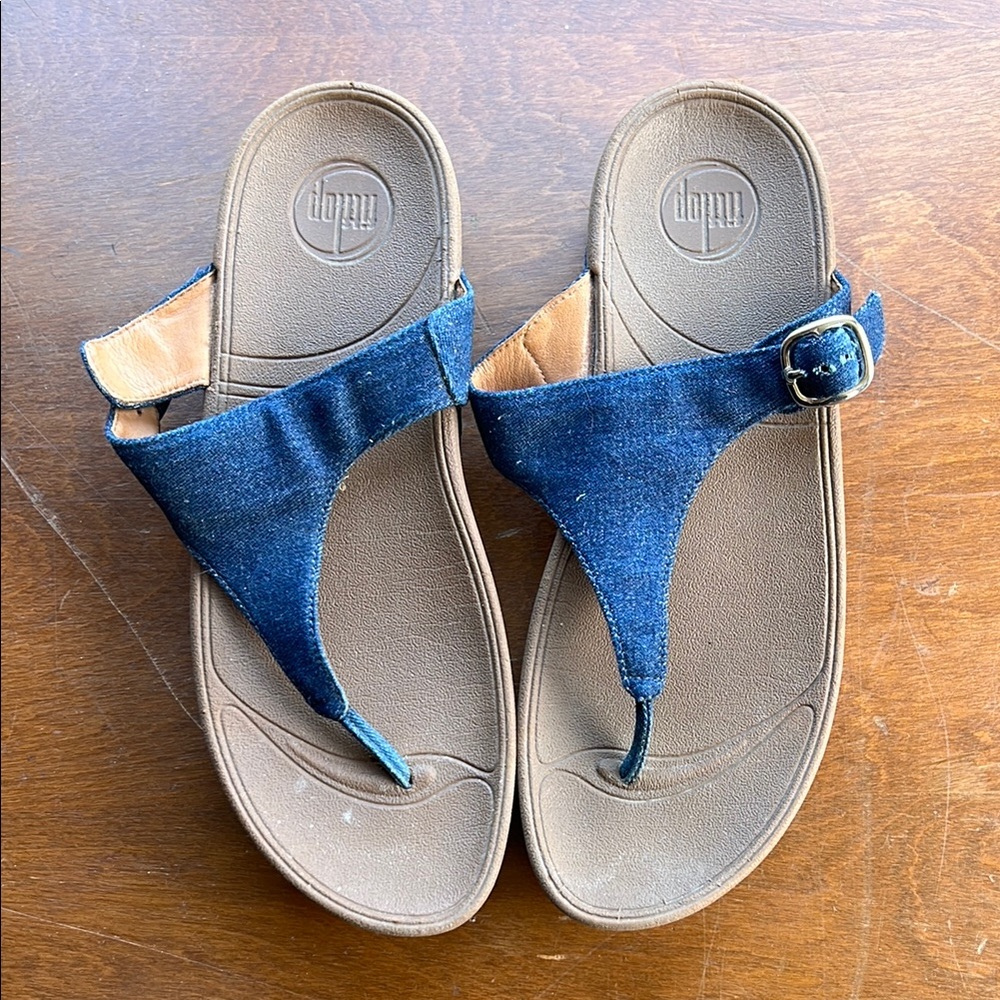 Fitflop Denim Blue and Tan Sandals size 11